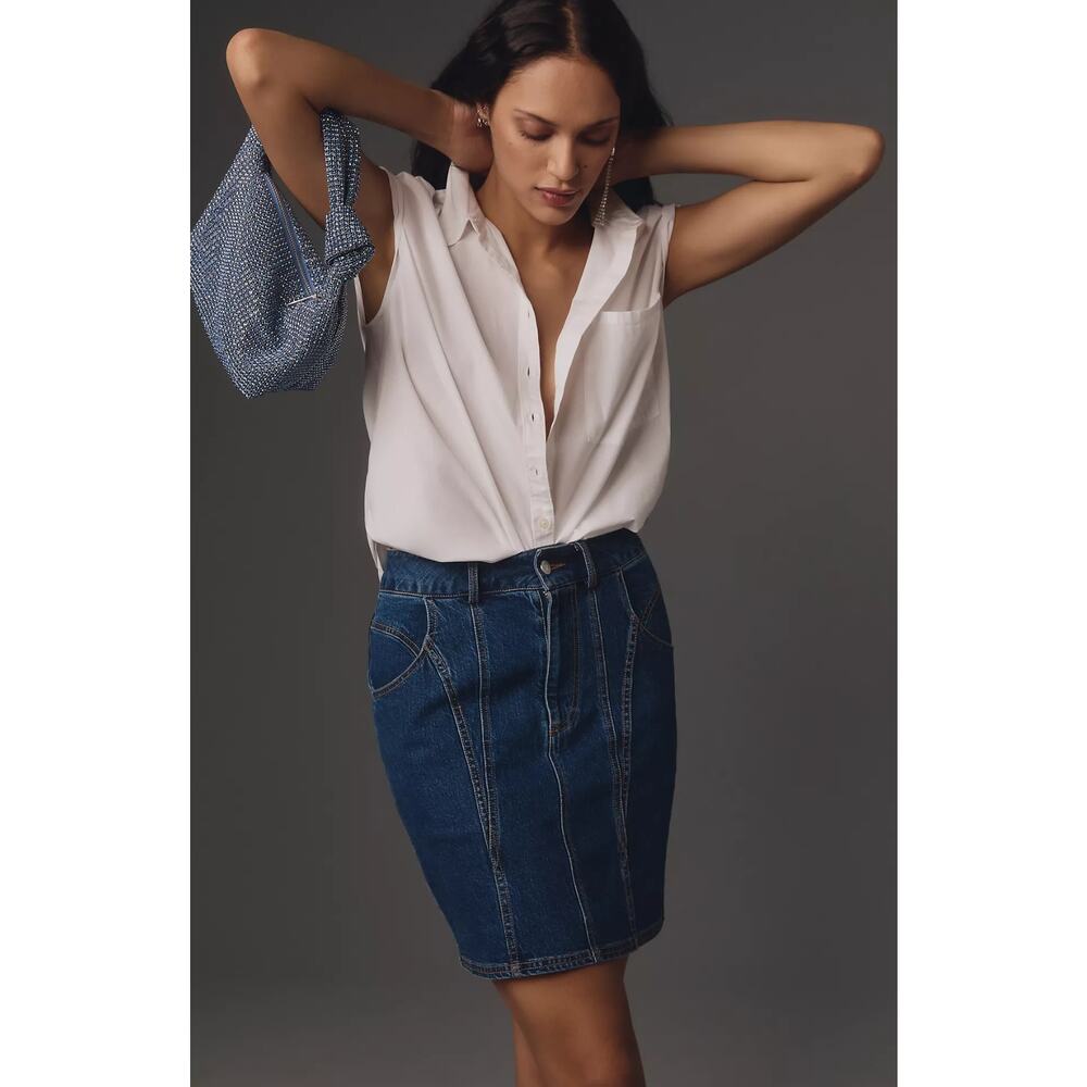 Pilcro Seamed Denim Pencil Skirt-New Size 6